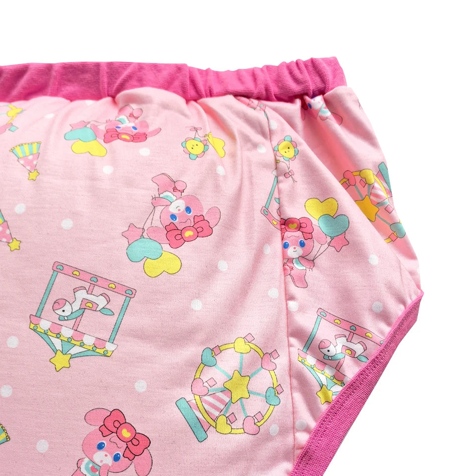 Heart and star bunny training pants with rainbow carnival design, playful cutecore DDLG ABDL outfit