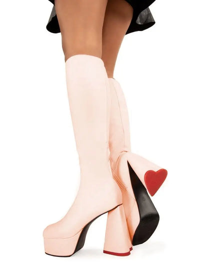 Heartquake platform high heel boots with heart heel and knee-high kawaii fashion