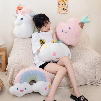 Heartstruck plush pillow with romantic design and arrow detail, a cuddly addition to soft girl or dreamy room decor
