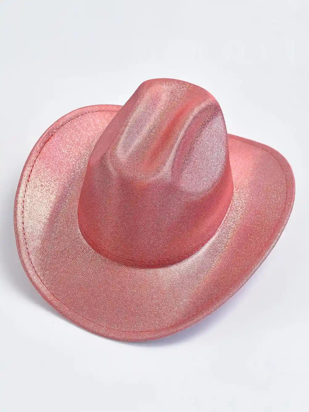 Holographic cowgirl baddie hat in red raspberry, bold little kawaii accessory