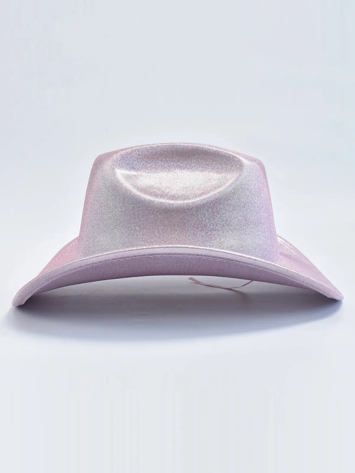Holographic cowgirl baddie hat in white silver, shiny little space fantasy