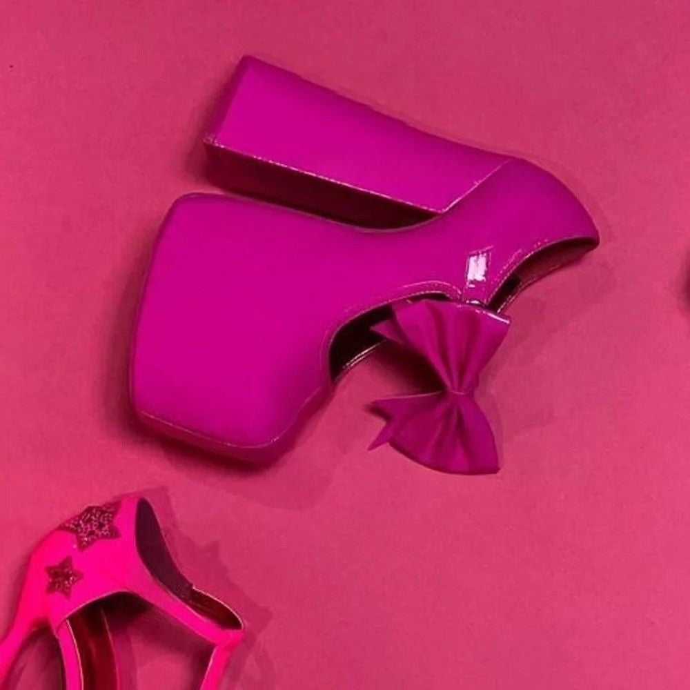 Hot pink high platform heels, perfect for cutecore, DDLG fashion, and IG aesthetic