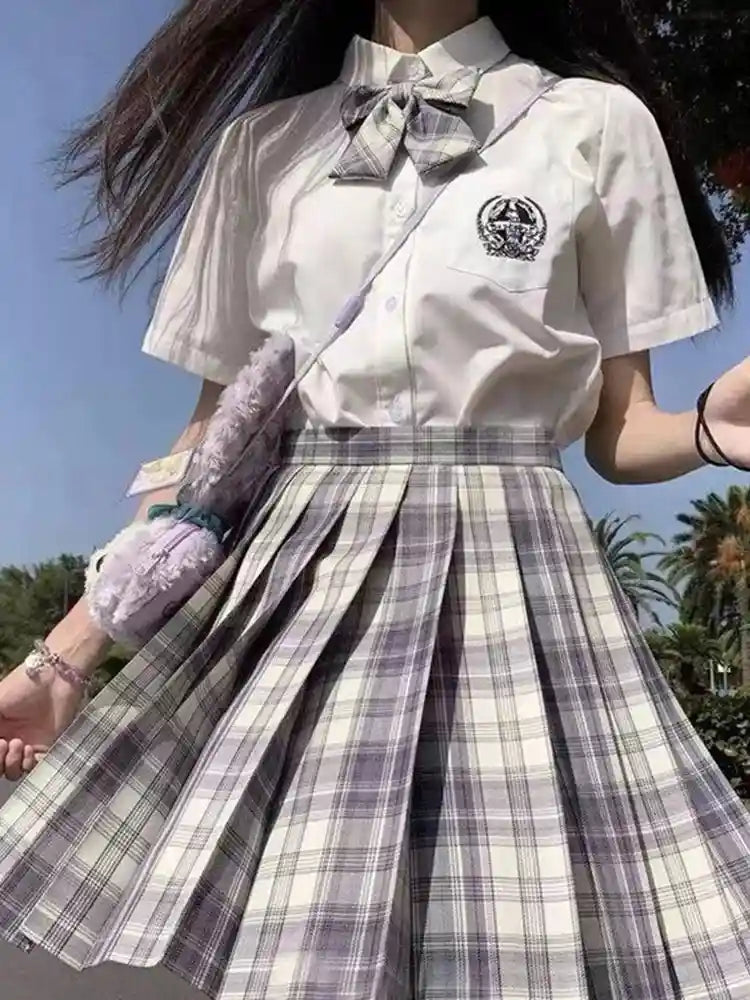 Iconic Preppy Plaid Skirt in Gray, preppy pleated skirt for kawaii DDLG schoolgirl and cutecore looks