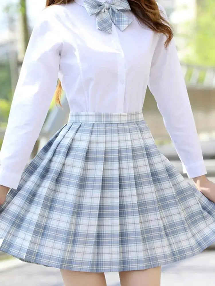 Iconic Preppy Plaid Skirt Light Colors, pastel pleated skirt for kawaii babycore and preppy style