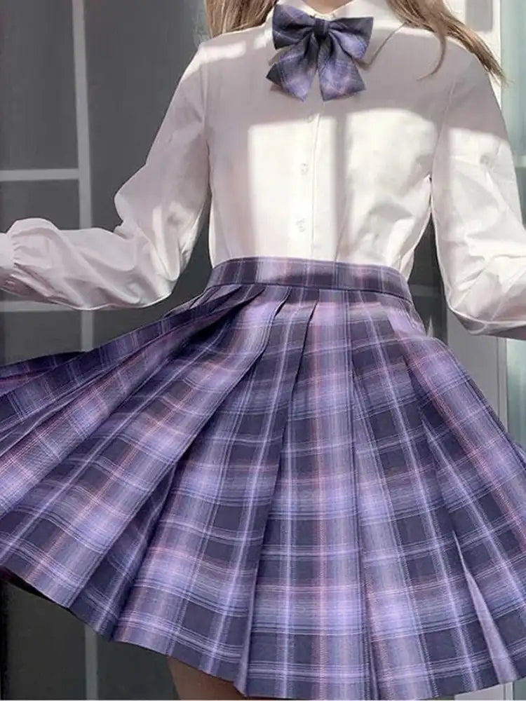 Iconic Preppy Plaid Skirt Medium Purple, cute pleated skirt for kawaii cutecore and DDLG outfits