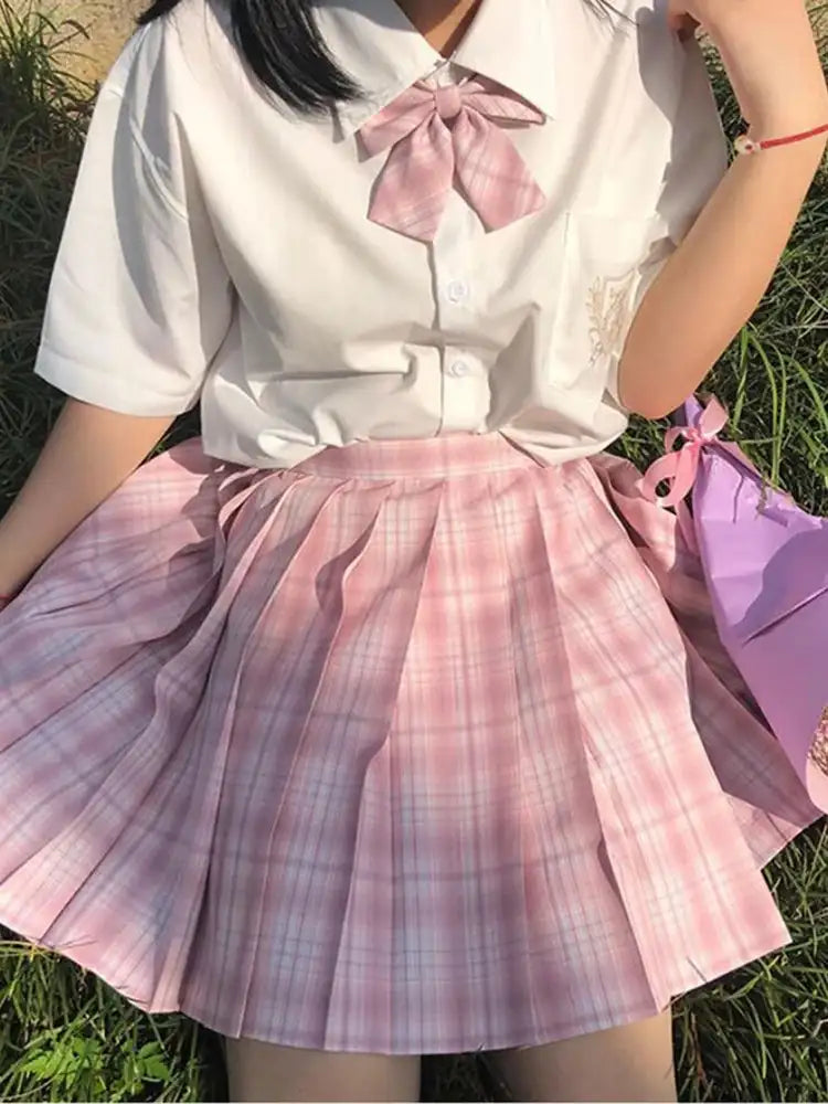 Iconic Preppy Plaid Skirt Pink, classic pleated skirt for kawaii DDLG schoolgirl and baddie looks