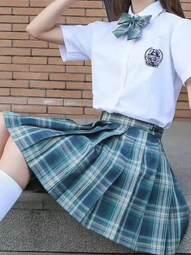 Iconic Preppy Plaid Skirt in Teal, high-waist pleated skirt for kawaii, DDLG, and cutecore looks