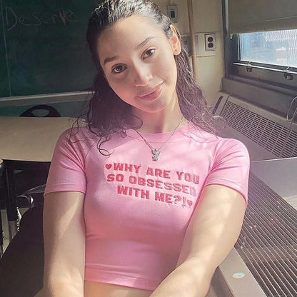 Cute kawaii baddie crop tee with Jealous Much slogan, perfect ddlg alt fit