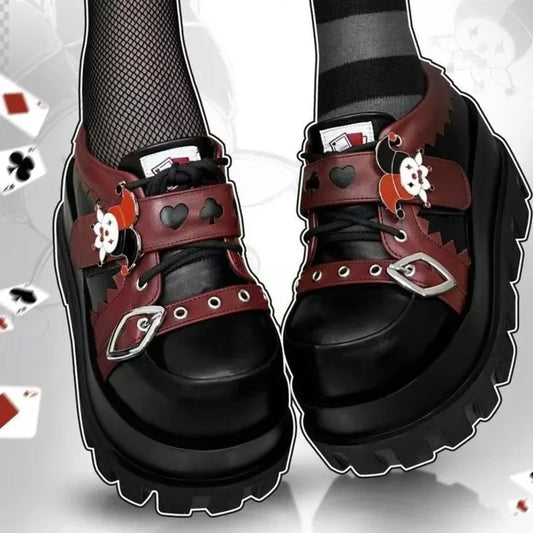 Joker Wild Card Platforms with playful card suit motifs and bold kawaii punk style shoes