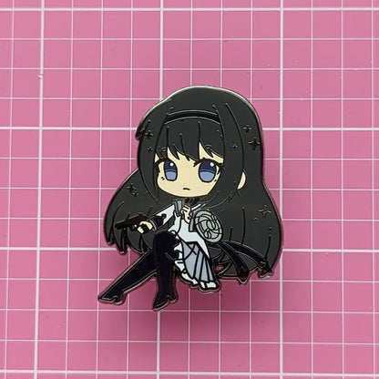 Kawaii anime girl squad enamel pin with bright pastel colors and glossy finish, perfect for bags and jackets