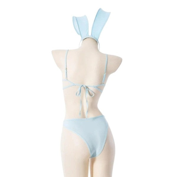 Pastel Baby Blue Bunny Bodysuit Set with playful hip rings, kawaii cutecore outfit, soft girl energy, and ddlgirl-approved cosplay