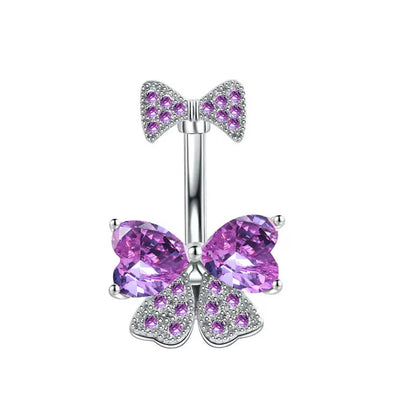 Kawaii belly ring set with pastel pink sparkle designs in hearts and stars