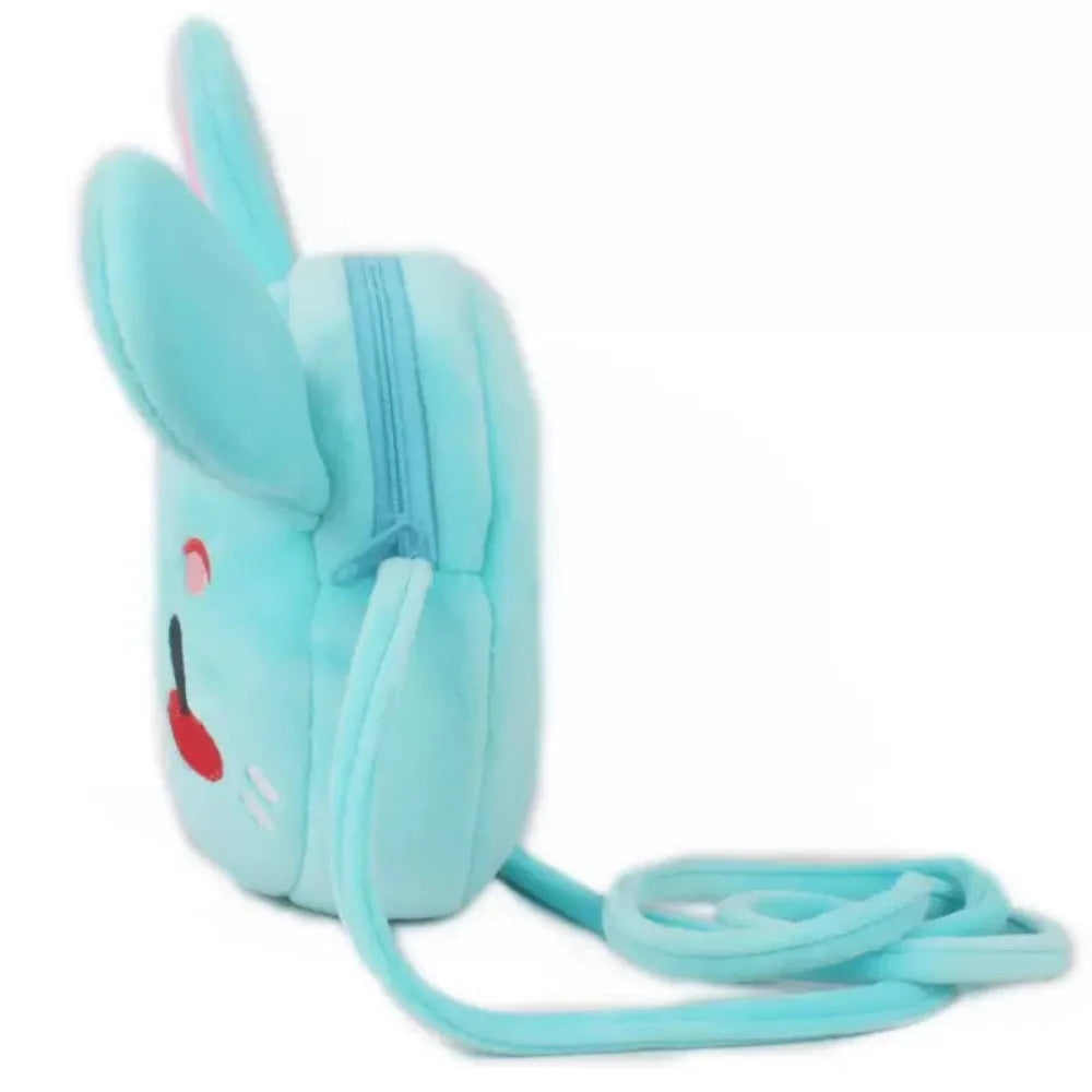 Kawaii blue bunny plush crossbody bag for ABDL, cutecore, and soft girly styles