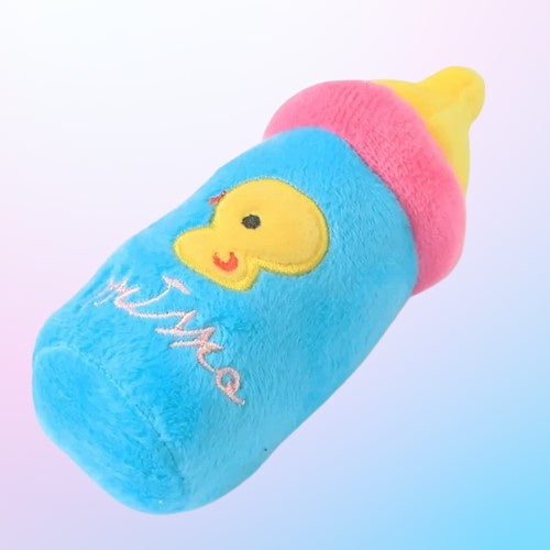 Duckling variant kawaii bottle plush squeaky toy with embroidered duck design