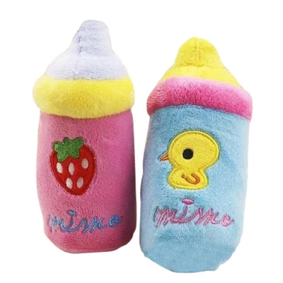 Kawaii bottle plush squeaky toy held in hand, DDLG ABDL comfort item