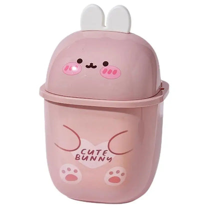 Baby blue Kawaii Bunny Compact Trash Can, compact size and charming bunny design
