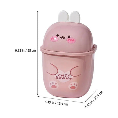 Lavender Kawaii Bunny Compact Trash Can with cute pastel look and durable plastic