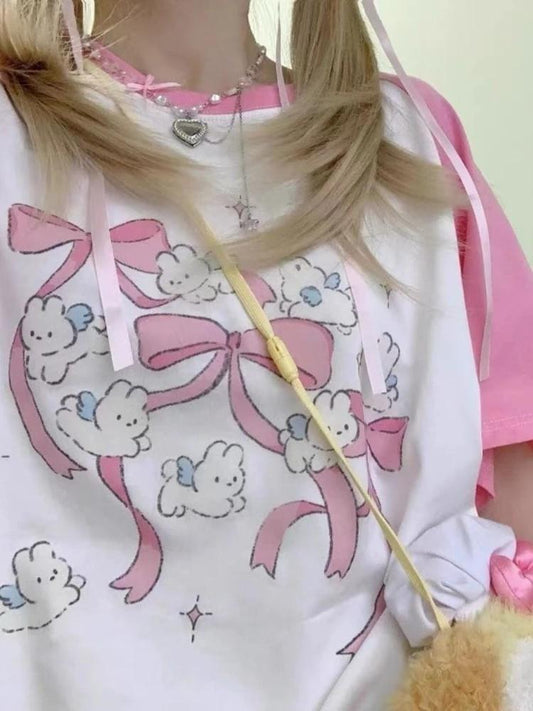Kawaii Bunny Ritual Dance Tee with magical bunny circle design for DDLG fashion