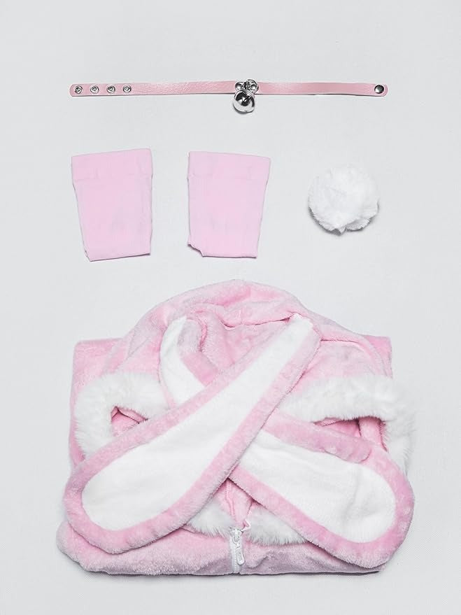 pastel kawaii bunny romper with soft bunny ears, cozy winter loungewear, dollcore cutie outfit