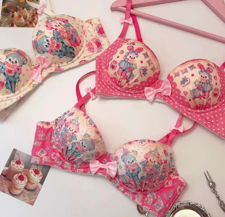 Kawaii candyland critter lingerie set with colorful playful print and fantasy cutecore vibes