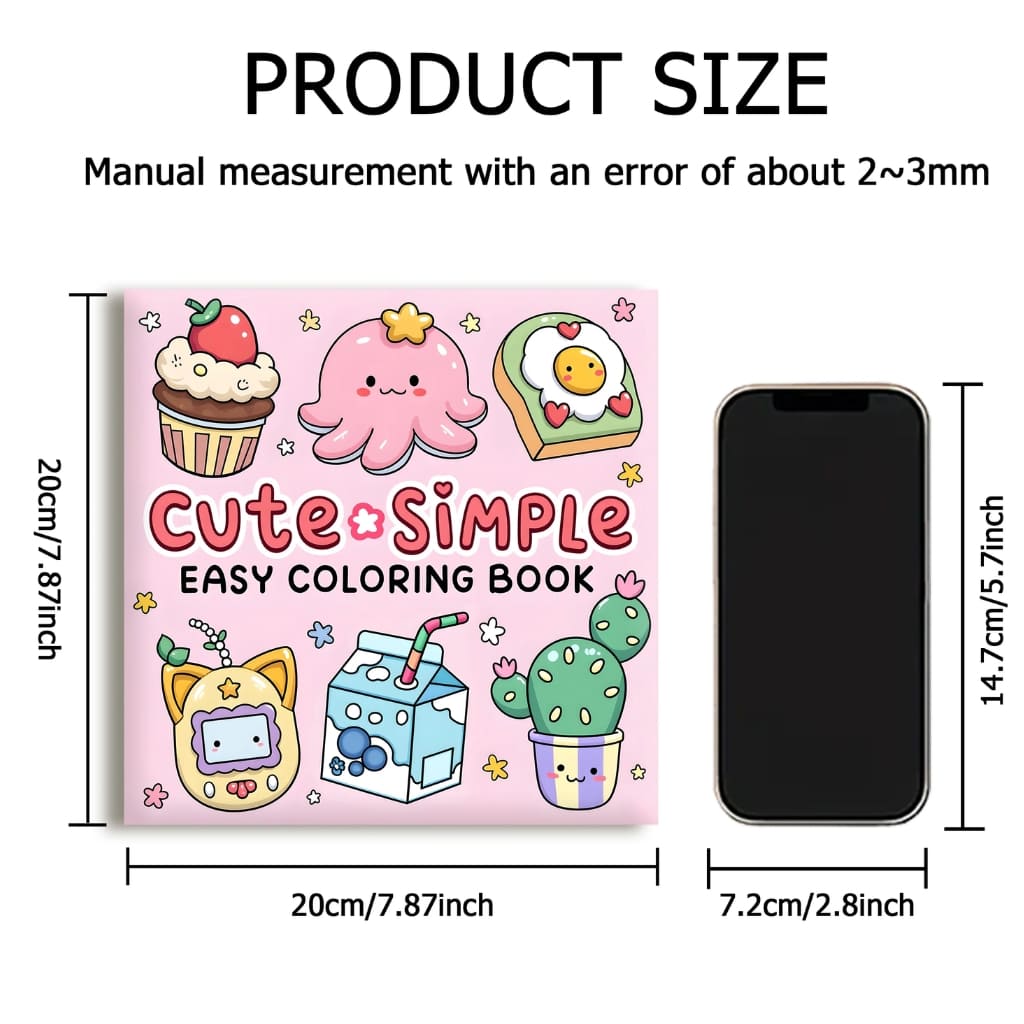 Kawaii Cartoon Coloring Book with single-sided pages to prevent bleed-through, ideal for markers, gel pens, and colored pencils.
