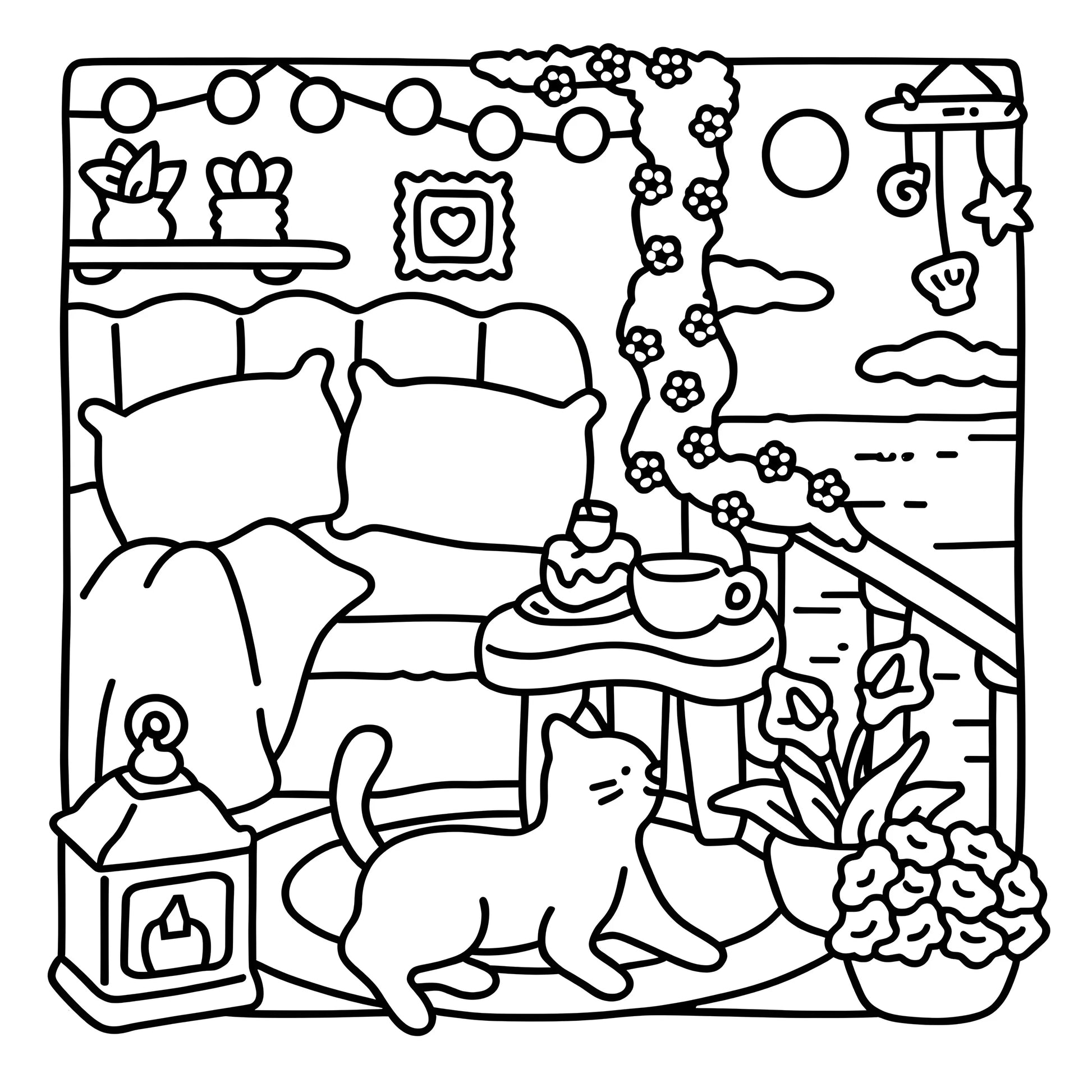 Adorable kawaii cat coloring book with whiskered friends and playful cutecore designs