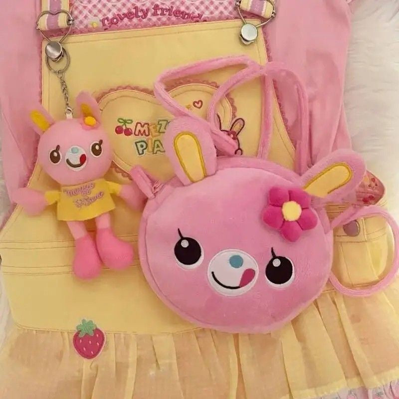 Kawaii Colorburst Plush Bear Backpack in pastel pink, soft plush, cute pastel accessory for DDLG, cutecore style