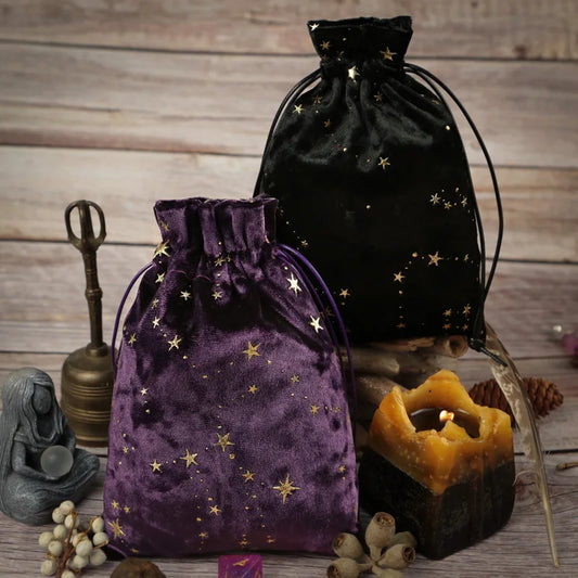 Kawaii cosmic divination pouch velour constellation design for ABDL and cutie play