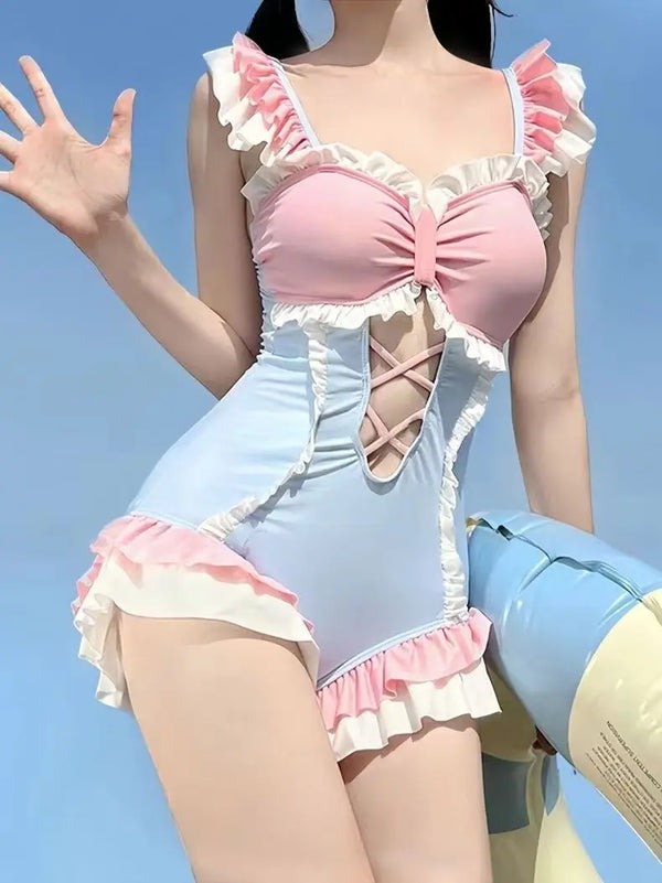 Soft ruffle cotton candy lingerie onesie for kawaii ABDL DDLG vibes