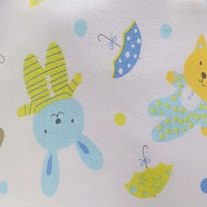 Kawaii Animal Parade Diaper styled with plushies, showcasing cute ABDL aesthetic and playful design