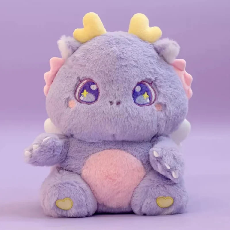 Sweet Kawaii Dragon Plush in purple – 30cm soft cuddly companion for cozy playrooms and kawaii lovers.