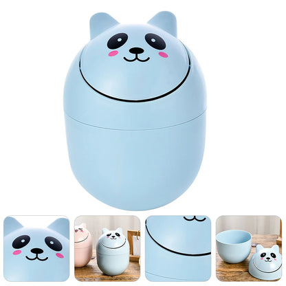 Blue Kawaii Face Expressions Mini Trash Can, playful kawaii face and pastel vibes