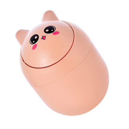 Orange Kawaii Face Expressions Mini Trash Can, charming pastel decor for desks
