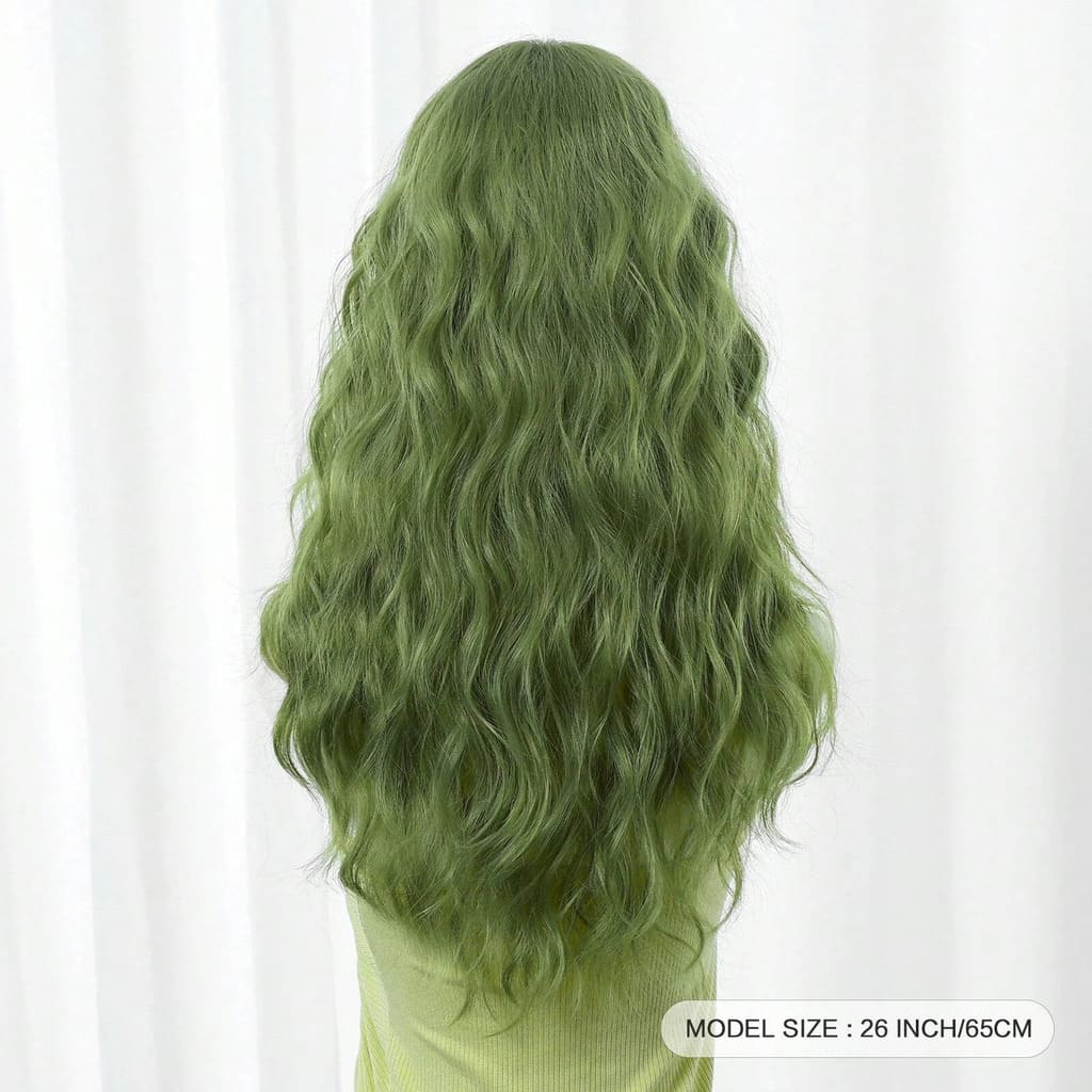 Kawaii soft green wig with bangs, ideal for cosplay, dress-up, and adding a magical touch to outfits