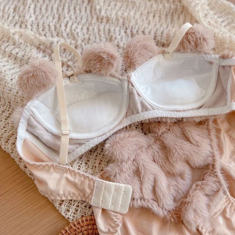 Kawaii Honeybear bra and thong set, cozy and playful ABDL DDLG loungewear for magical home vibes