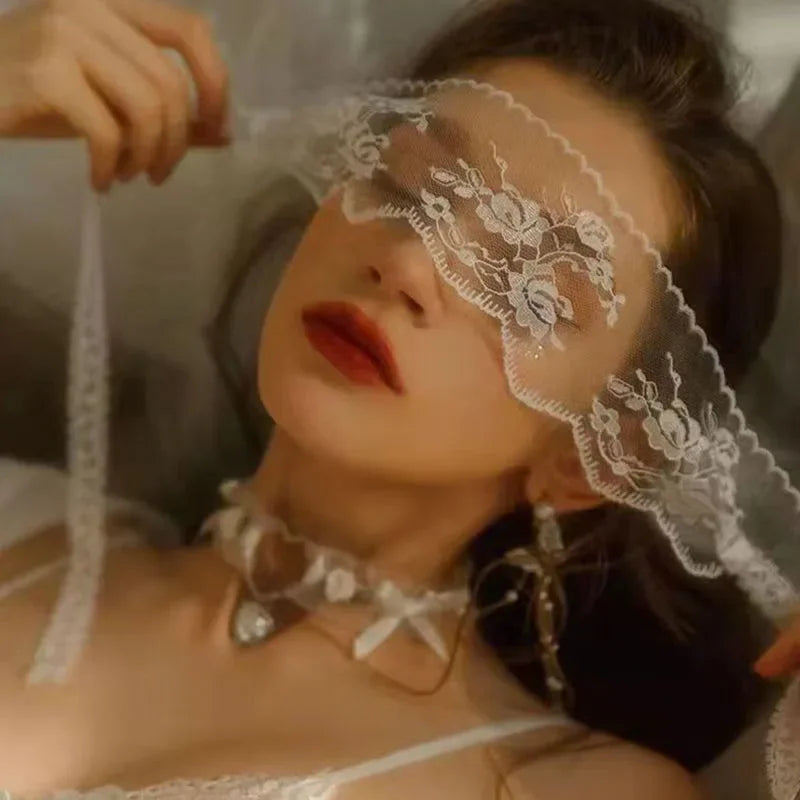 Kawaii White Lace Blindfold, soft cutecore accessory for cute pastel vibes