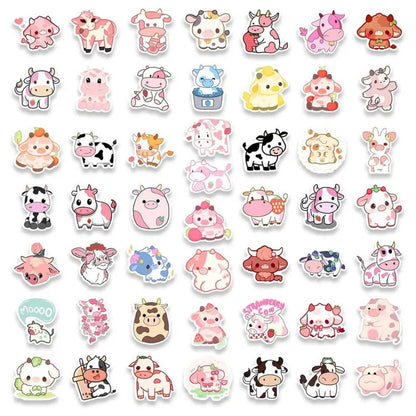 10-piece kawaii moo and milk sticker set for decorating phones, journals, and laptops