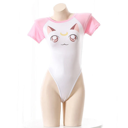 Soft pastel crescent details on Kawaii Mystic Cat Onesie with cosmic charm and kawaii vibes