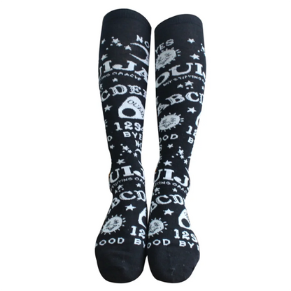 Kawaii occult duality black and white stockings with mystical symbols for playful DDLG & ABDL outfits