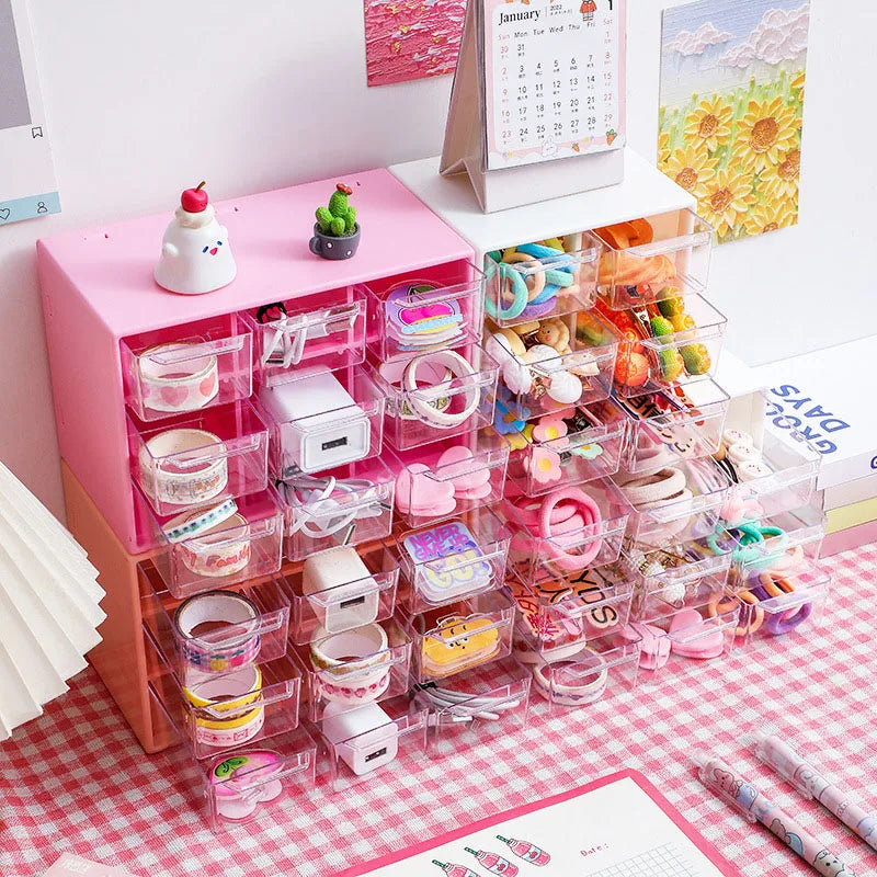Cute pastel desk storage box with drawers for DDLG essentials, jewelry, and stationery 💖