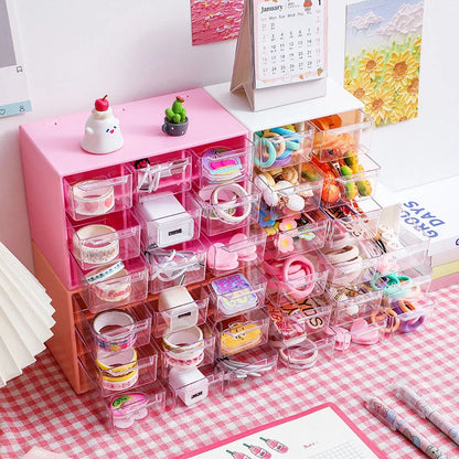 Cute pastel desk storage box with drawers for DDLG essentials, jewelry, and stationery 💖