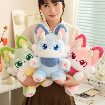 Kawaii pastel dragon plushie with fantasy princess aesthetic for cozy cutecore bedroom decor