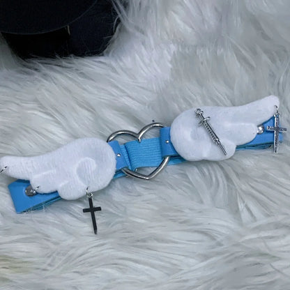 kawaii pastel fallen angel garter with soft gothic style and delicate pastel straps ideal for ddlg abdL and fantasy play