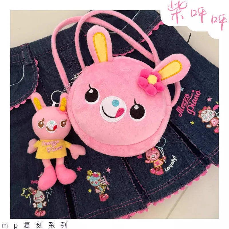 Cute pink bunny plush crossbody bag for DDLG, pastelcore, and cutecore outfits
