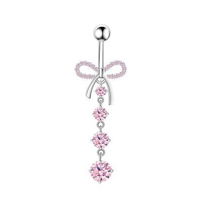 Kawaii navel ring set in pink with sparkly heart and star designs for cute fashion