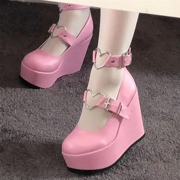 Kawaii Pink Platform Heels, soft girl & baddie mix, perfect for playtime or cosplay