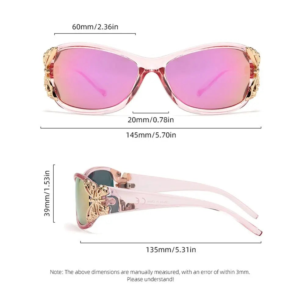 Kawaii pink rave shades with 3D butterfly accent and UV400 protection, perfect for ABDL festival looks