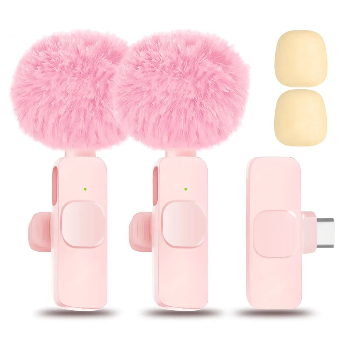 Kawaii pink wireless mic featuring intelligent noise reduction and crystal-clear audio