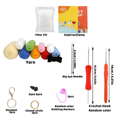 Beginner-friendly kawaii pixie crochet kit for adorable little plush charms