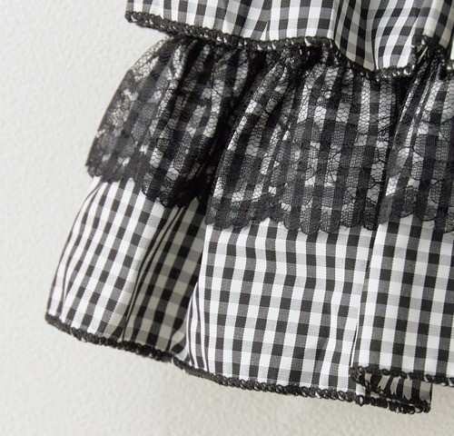 Kawaii plaid prairie skirt with soft ruffle hem for DDLG, ABDL, and cutecore country outfits